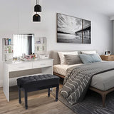 ALAPUR Adjustable Duet Piano Bench with Storage,Heavy Duty Wooden Double Keyboard Piano Bench Seat with PU Leather Cushion,Black ALAPUR