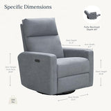 Nurture& The Glider Plus - Premium Nursery Power Recliner | Swivel Chair with Adjustable Head Support and Adjustable Lumbar Support | Built-in USB - The Ultimate Comfort for Nursing, Relaxing (Gray) Nurture&
