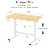 FitStand Pneumatic Standing Desk, 39.4" x 23.6" One-Piece Adjustable Height Home Office Desk, Rolling Computer Workstation with Hooks & Cup Holder,2 Rear-Mounted Hidden Casters, Maple FitStand