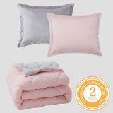 NexHome Twin Comforter Set Pink&Grey,2 Pieces Lightweight Comforters Twin Size Reversible Bedding Comforters Sets,Down Alternative Comforter Bed Set Quilt Blanket(68x88In Comforter & 1 Pillowsham) NexHome