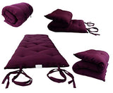 D&D Futon Furniture Traditional Japanese Floor Rolling Futon Mattress, Foldable Bed (Burgundy, 80 x 39 x 3 (in) Twin Size) D&D Futon Furniture