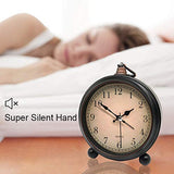 Vintage Retro Analog Alarm Clock, 4 inch Super Silent Non Ticking Small Clock with Night Light, Battery Operated, Simply Design, for Living Room, Bedroom, Bedside, Desk, Gift Clock (Arabic) TooTa