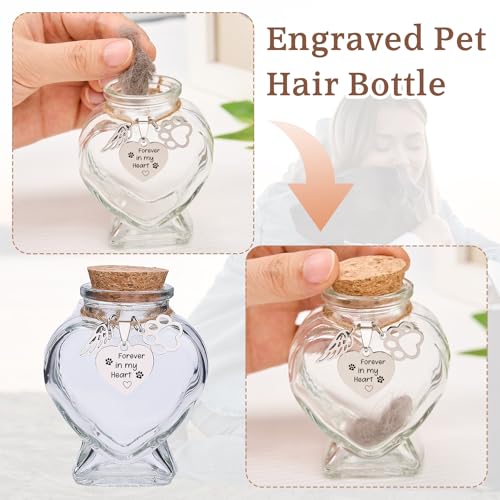 Signifyule Pet Memorial Bottle for Pet Hair,Keepsake for Dog Hair with Heart Shape Glass,Pet Fur Memorial Fur Urn