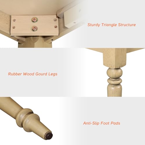 WAMPAT 7-Piece Dining Table Set for 6, Farmhouse Dining Room Set Includes 70 Inch Dinner Table & 6 Cross-Back Dining Chairs, Solid Wood Dining Set for Kitchen, Oak WAMPAT