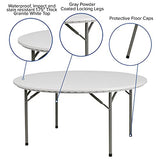 Flash Furniture Kathryn 5-Foot Round Granite White Plastic Folding Table, Commercial Grade Round Table for 8 Guests Flash Furniture