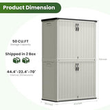 Greesum Outdoor Storage Shed Without Divider, 45 cu.ft Outdoor Waterproof Storage Cabinet for Garden Tools, Pool Storage, Garbage Cans, Beige Greesum