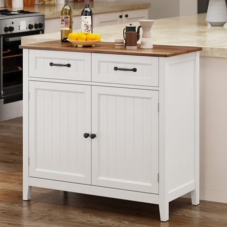 Bealife 32" Buffet Cabinet, Kitchen Island with Storage, Coffee Bar Cabinet with 2 Drawers and Adjustable Shelf, Kitchen Storage Cabinet for Dining Room, Living Room, Entryway (Retro) Bealife