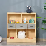 HOMCOM Natural Wood Kids Bookcase and Toy Storage Organizer with Drawers HOMCOM