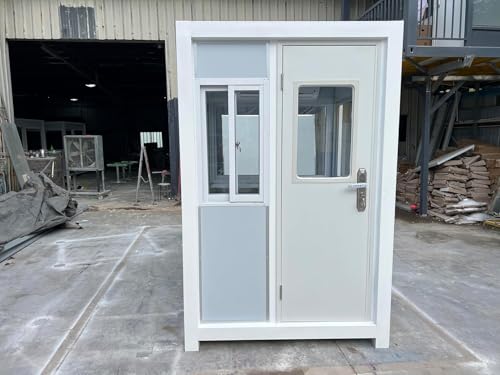 Generic Guard Shack 5x5ft with AC, Heating, Light Gray - Security Booth, Guard Booth, Outdoor Office, Portable Office, Guardhouse, BSI-Guard-Shack-LightGray- 5575-WAC-M2