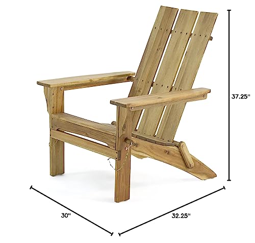 Christopher Knight Home Aberdeen Outdoor Contemporary Acacia Wood Foldable Adirondack Chair, natural stained Christopher Knight Home