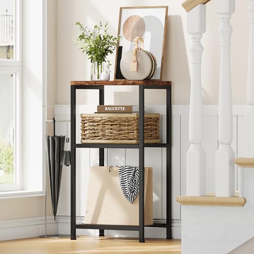 Heybly Small Side Table, 29.1" Tall End Table with Adjustable Shelf, Telephone Table, Nightstand, Accent Table Stand, Small Entryway Table, Bedroom,Living Room, Office,Bathroom, Rustic Brown,HET003SR1 Heybly