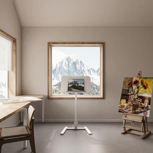 alawooder 25 Inch Mobile Folding Desk - No Assembly Pneumatic Sit-Stand Desk, 29-42" Height Adjustable Rolling Laptop Desk with Hidden Wheels, 0-90° Tilt Top for Home Office, Craft & Study alawooder