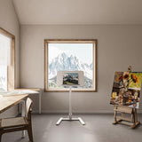 alawooder 25 Inch Mobile Folding Desk - No Assembly Pneumatic Sit-Stand Desk, 29-42" Height Adjustable Rolling Laptop Desk with Hidden Wheels, 0-90° Tilt Top for Home Office, Craft & Study alawooder