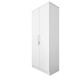 Homy Casa Inc 2-Door Wardrobe Armoires with Hanging Rod/Shelves/Lock, Bedroom Freestanding Clothes Closet Big Storage Cabinet, 29.6'' W x 17.7''D x 72'' H, White Homy Casa Inc