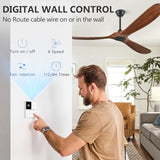 Eliora 72 Inch Ceiling Fan with Remote and Wall Switch, Large Wood Ceiling Fan Without Light 3 Blades, Outdoor Ceiling Fans 6 Speed, Quiet DC Motor for Patios-Deep Walnut Eliora