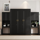 Quarte Queen Size Murphy Bed with Cabinet, Desk & Vanity - Space-Saving Wall Bed Furniture for Small Rooms,Multi-Functional Fold-Down Bed with Storage (Espresso#V) Quarte