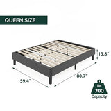 Zinus Curtis Upholstered Platform Bed Frame, Mattress Foundation, Wood Slat Support, No Box Spring Needed, Eco Friendly WonderBox (TM) Packaging, Dark Grey, Queen Zinus