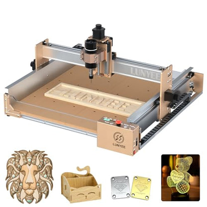 CNC Router Machine，LUNYEE 4040 Pro Upgraded 3-Axis Engraving All-Metal CNC Machine for Wood Acrylic MDF Nylon Carving Cutting, Working Area 400 x 400 x 90mm - WoodArtSupply