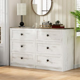 Gurexl 3-in-1 Vanity Desk with Flip Top Mirror and Lights, Makeup Dressing Table with Gun Drawer and Charging Station, Bedroom Dresser Vanity with Chair and Hidden Storage (Antique White) Gurexl