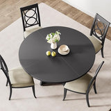 GAOMON 47 Inch Round Farmhouse Dining Table for 4-6 People, Large Kitchen Table with Adjustable Feet, for Dining Living Room, Black GAOMON
