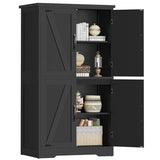 TEENFON Farmhouse Storage Cabinet with 2 Adjustable Shelves, Kitchen Cabinet with 4 Doors, Cupboard for Kitchen, Living Room, Black TEENFON