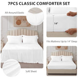 Velorose Queen Comforter Set White - Bed in a Bag Queen Size 7 Pieces, Soft Bedding Set for All Seasons, Premium Queen Comforter Set with Comforter, Sheets, Pillowcases & Shams Velorose