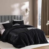 weigelia Black Comforter Full Set – Ultra Soft Plush Fleece Black Bed Set, Fluffy Warm Luxury Bedding Comforter with 2 Pillowcases, Cozy Heavy Warm Bed Set for Winter weigelia
