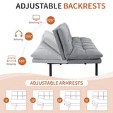 MUUEGM Futon Sofa Bed，Memory Foam Futon Convertible Couch Bed, Sofa Bed Couch,Modern Loveseat Sofa,Sleeper Couch for Small Space，Apartment, Living Room,Adjustable Backrests Armrests,Light Grey MUUEGM