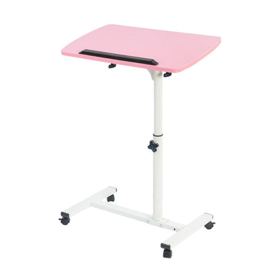 RUIAN Rolling Laptop Desk Adjustable Small Mobile Laptop Standing Table with Wheels Computer Cart Desk Over Bed/Sofa Side for Home & Office,Pink