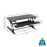Mount-It! 38" Standing Desk Converter, Desktop Sit-Stand Desk Riser with Gas Spring Height Adjustment, Compact Desk Topper for Dual Monitors or Laptop, Keyboard Tray, Black Mount-It!