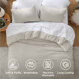 Bedsure Queen Comforter Set, Beige Soft Prewashed Bedding for All Seasons, 3 Pieces GentleSoft™ Bed Set, 1 Lightweight Comforter (90"x90") and 2 Pillowcases (20"x26") Bedsure