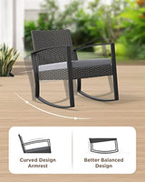Aiho 3 Pieces Patio Furniture Set, Outdoor Wicker Furniture Set, Modern Rattan Rocking Chair Set with Coffee Table for Yard, Balcony, Poolside, Porch, Grey Aiho