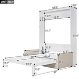 Merax Murphy Bed Queen with Couch, Queen Size Adult Murphy Wall Hidden Bed with Sofa, No Box Spring Needed, White Merax