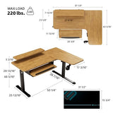 EUREKA ERGONOMIC L Shaped Standing Desk w Solid Wood Tabletop,61" Electric Corner Computer Desk, Adjustable Height Desk w Keyboard Tray,Dual Motor,LED Monitor Stand,Right/Oak EUREKA ERGONOMIC
