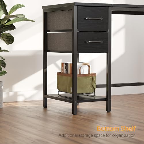 CubiCubi Computer Desk with 2 Drawers, 40 Inch Small Home Office Desk with Storage Study Writing Table, Modern Black CubiCubi