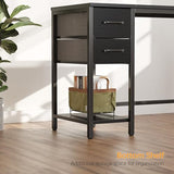 CubiCubi Computer Desk with 2 Drawers, 40 Inch Small Home Office Desk with Storage Study Writing Table, Modern Black CubiCubi