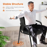 Sweetcrispy Waiting Room Chairs Set of 4, PU Leather Big and Tall No Wheels Executive Office Chair with Padded Arms for Reception Conference Room Lobby Sweetcrispy