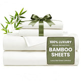 Love's cabin 4 Piece Queen Sheet Set, Cooling Sheets, 100% Rayon Derived from Bamboo, Breathable & Soft Queen Size Bed Set, Deep Pocket Up to 16", Hotel Luxury Silky Bedding Sheets, White Love's cabin