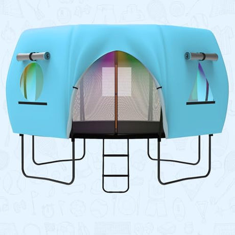 Gardenature 12FT Trampoline Tent for Kids(Tent Only),Fit for 8 Curved Poles Round Trampoline, Trampolien Shade Cover, Trampolien Accessories,Anti-Tear, Blue Gardenature