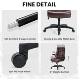 Ergonomic Office Chair Big and Tall Wide Seat Executive Chair 90-120°High-Back Reclining Gaming Chair Lumbar Support Leather Computer Chair Thickened Armrest Desk Chair for Home Office VOONMIU
