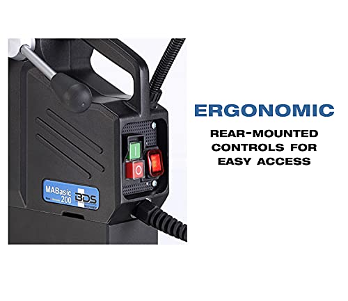 CS Unitec | MABasic 200 Portable Magnetic Drill Press | 900W 2-Speed Benchtop Power Drill Machine w/up to 1-3/8" Diameter & 6-1/3" Depth of Cut | Oil Bottle Included CS Unitec
