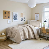 Madison Park Essentials Striped Duvet Cover Set Twin/Twin XL, Modern Minimalist Bedding Set with Premium Jacquard Stripe, 2 Pieces Duvet Cover Reversible with Zipper Closure & Corner Ties,Neutral Madison Park Essentials