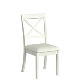 East West Furniture Boston Dinette Faux Leather Upholstered Wooden Chairs, Set of 2, Linen White East West Furniture