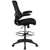 Flash Furniture Kelista Mid-Back Swivel Office Chair with Adjustable Seat Height, Ergonomic Mesh Desk Chair with Flip-Up Armrests, Black Flash Furniture
