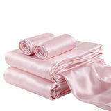 COZYXWORLD 4 Piece Satin Silky Sheet Set Queen Size, Cooling & Smooth Bedding Set for Hair and Skin, Deep Pocket Aesthetic Cute Women Bedroom Decor, Pink COZYXWORLD