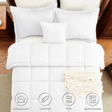 CozyLux Full Size Comforter Sets - White Comforter Full Size, 3 Pieces Box Stitched Bed Set for All Seasons, Soft Lightweight Bedding Sets with 1 Down Alternative Comforter and 2 Pillow Shams CozyLux