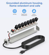 CCCEI Corner Mount Angle Power Strip, Under Cabinet Heavy Duty 8 Outlets Power Strip 20Amp, Metal Underneath Desk Plug Surge Protector, Wall Mountable, for Garage, Shop, Kitchen, 6FT Extension Cord. CCCEI