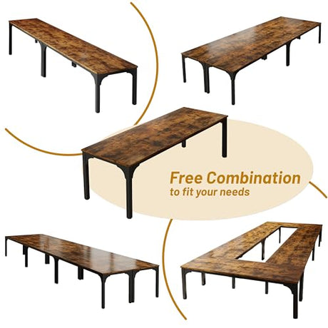 Trggivs 6.56 FT Conference Table, Super Sturdy Large Rectangle Meeting Seminar Table for 8 Person, Long Business Tables (Brown, 1PC) Trggivs