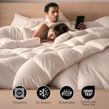 Beautyrest Luxury Hotel Collection Down Comforter Full/Queen Size - 100% Cotton All Season Duvet Insert, Fluffy Goose Feather Fiber with Corner Tabs, White (90" W X 90" L) Beautyrest