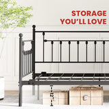 Golden Gate Beds Daybed Frame with Headboard, Without Trundle, Heavy Duty Metal Frame & Steel Slats Foundation, Upholstered Stylish Sofa Bed for Living Room, Bedroom, Guest Room - Black, Twin Size AMBEE21